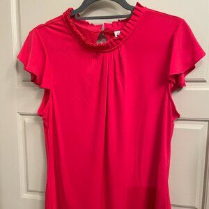 Calvin Klein - Large L - Pink Ruffle Sleeve Top